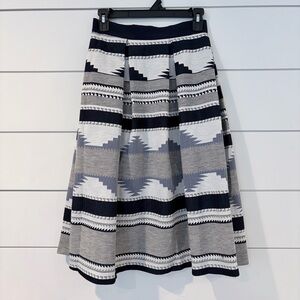 Closet London Geo A-Line Midi Skirt Navy Tribal Pleated 4 Aztec Core